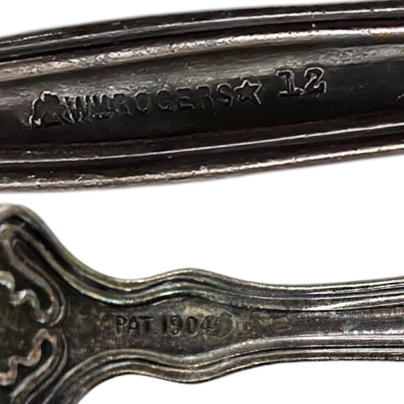 Wm Rogers 12 Art Nouveau Shell Berry Spoon Silver Plate Circa 1904 Antique - Picture 3 of 10